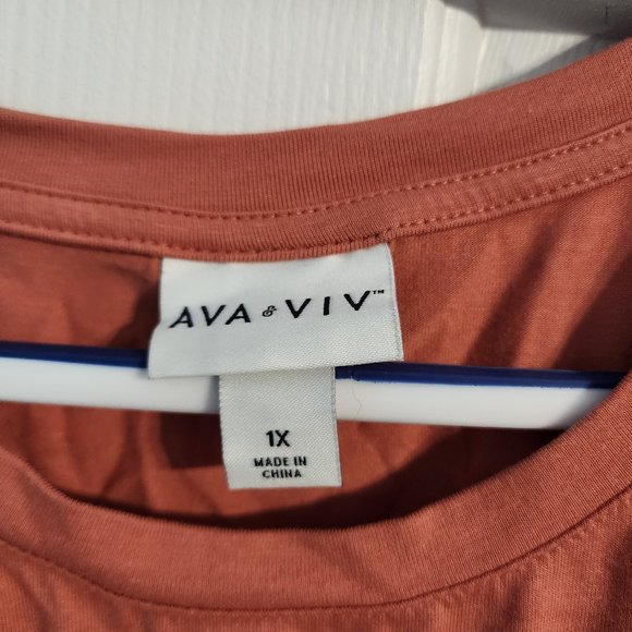 Ava Viv Coral Eyelet Flutter Sleeve Top - 1X - Picture 3 of 4